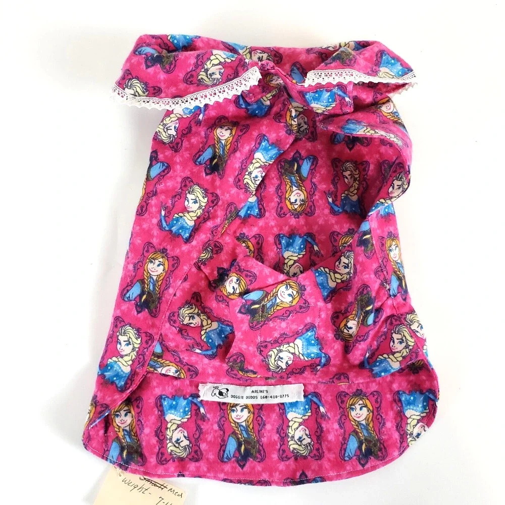 NEW!! Handmade Frozen Doggie Pink Outfit Pet Dog Ana Elsa 7-11 lbs